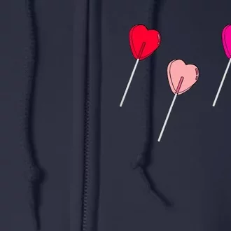 Lollipop Valentines Heart Candy Valentines Sucker Adult Full Zip Hoodie