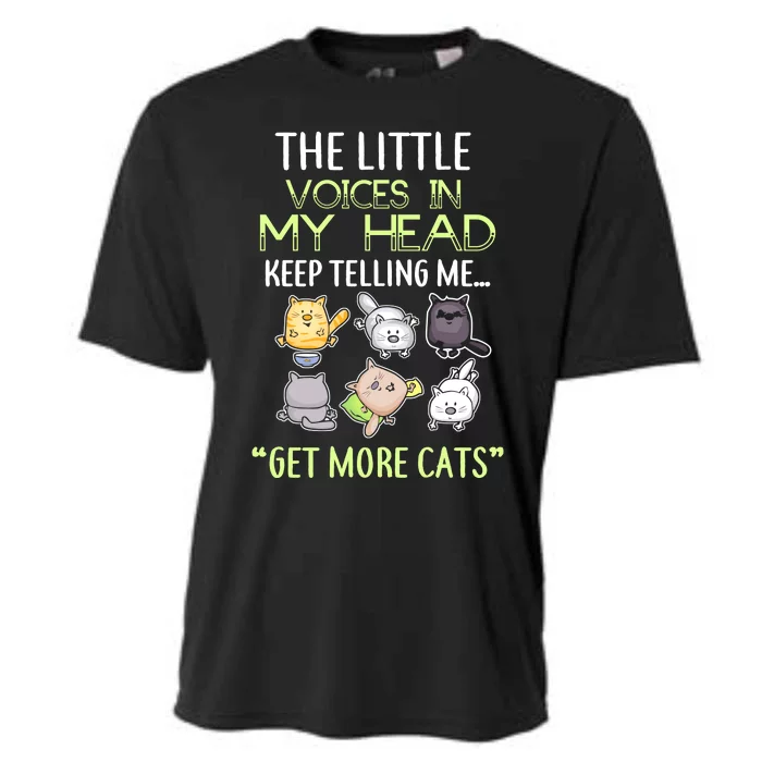 Little Voices In My Head Keep Telling Me Get More Cats Cooling Performance Crew T-Shirt