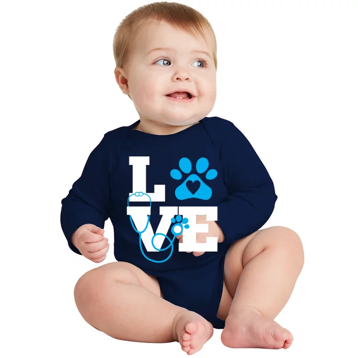 Love Veterinary Medicine Vet Tech Week Teacher Print Gift Baby Long Sleeve Bodysuit