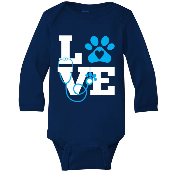 Love Veterinary Medicine Vet Tech Week Teacher Print Gift Baby Long Sleeve Bodysuit