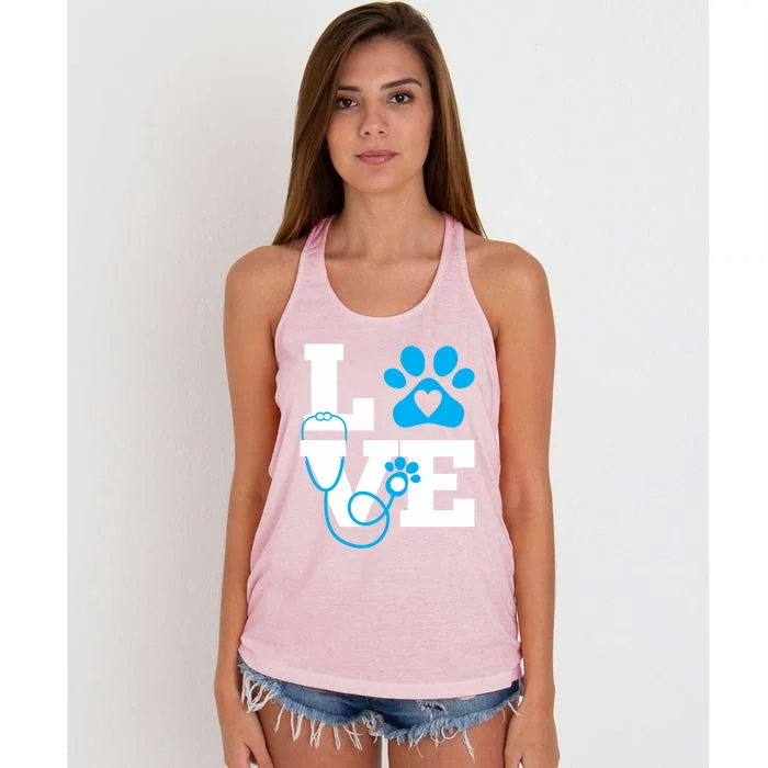 Love Veterinary Medicine Vet Tech Week Teacher Print Gift Women's Knotted Racerback Tank