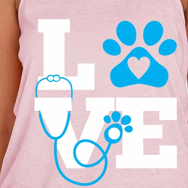 Love Veterinary Medicine Vet Tech Week Teacher Print Gift Women's Knotted Racerback Tank