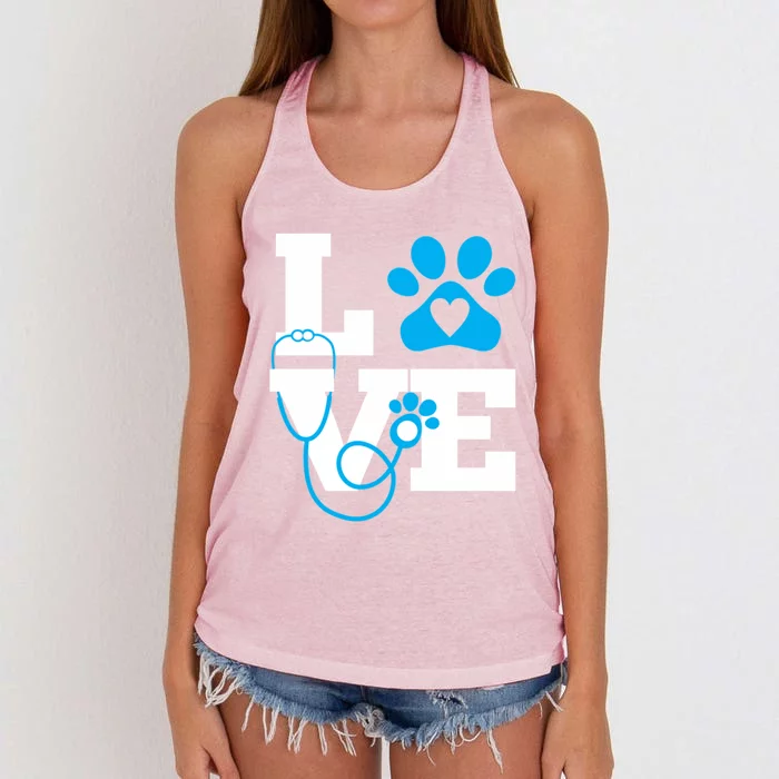 Love Veterinary Medicine Vet Tech Week Teacher Print Gift Women's Knotted Racerback Tank