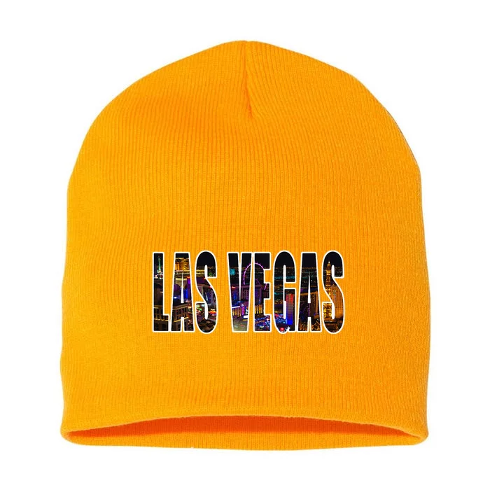 Las Vegas Nevada Urban Skyline Photography Font Short Acrylic Beanie