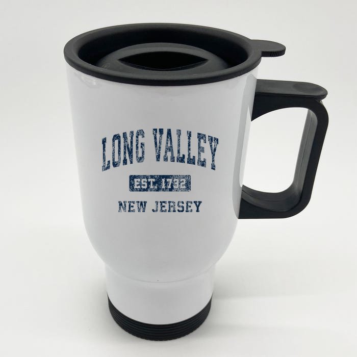 Long Valley New Jersey NJ Vintage Athletic Sports Design Front & Back Stainless Steel Travel Mug