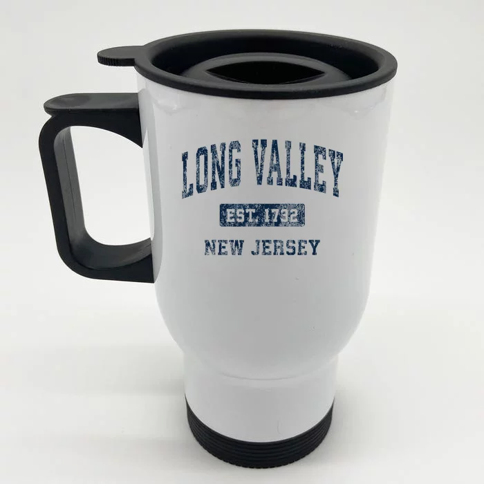 Long Valley New Jersey NJ Vintage Athletic Sports Design Front & Back Stainless Steel Travel Mug