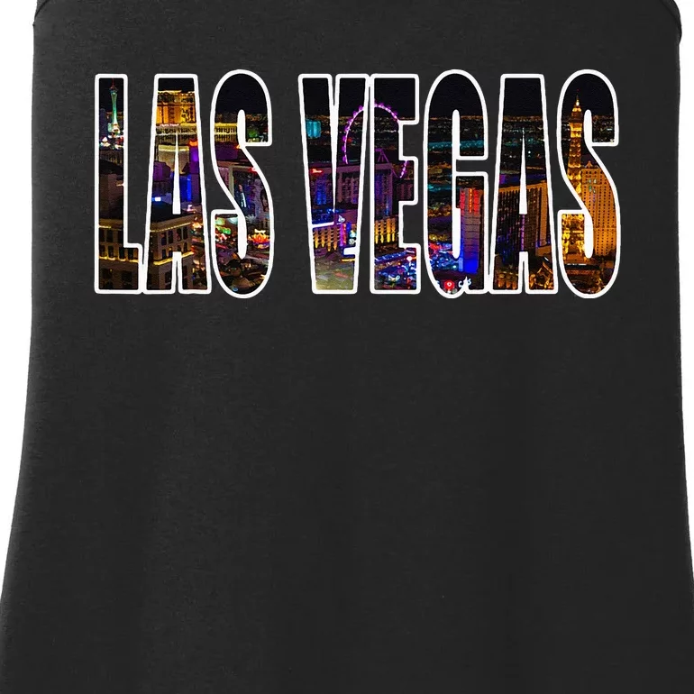 Las Vegas Nevada Urban Skyline Photography Font Ladies Essential Tank