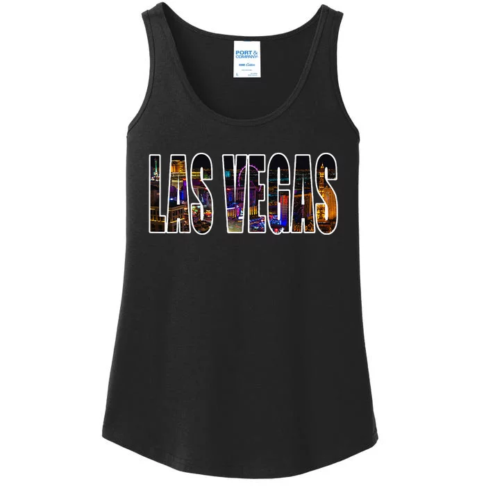 Las Vegas Nevada Urban Skyline Photography Font Ladies Essential Tank