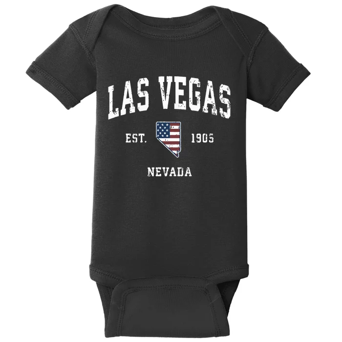 Las Vegas Nevada Nv Vintage American Flag Sports Design Baby Bodysuit