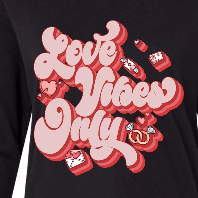 Love Vibes Only Be Mine Valentines Day Retro Heart Vday Gift Womens Cotton Relaxed Long Sleeve T-Shirt