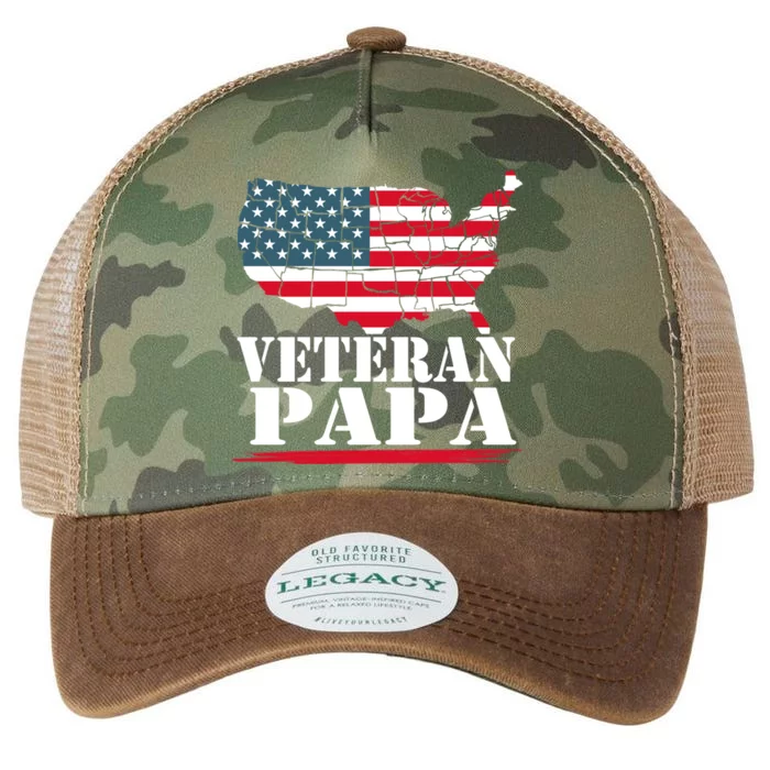 Lovable Veteran Papa Artwork Funny Gift Legacy Tie Dye Trucker Hat