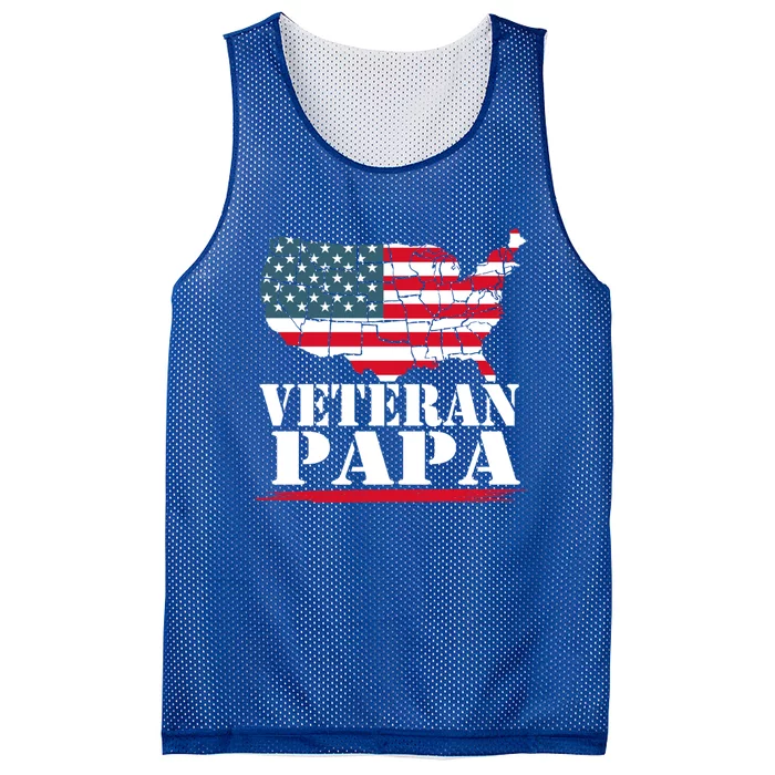 Lovable Veteran Papa Artwork Funny Gift Mesh Reversible Basketball Jersey Tank