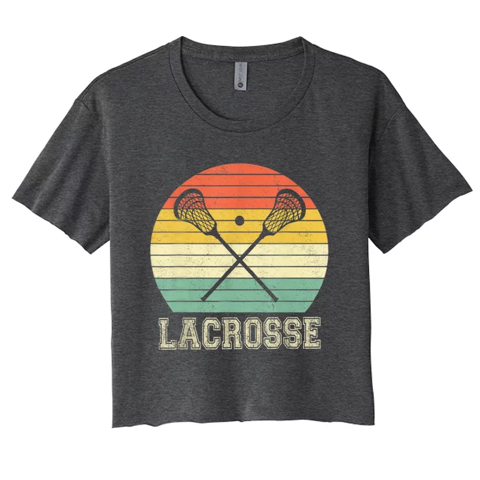 Lacrosse Vintage Retro Lacrosse Stick Sun Gifts Women's Crop Top Tee