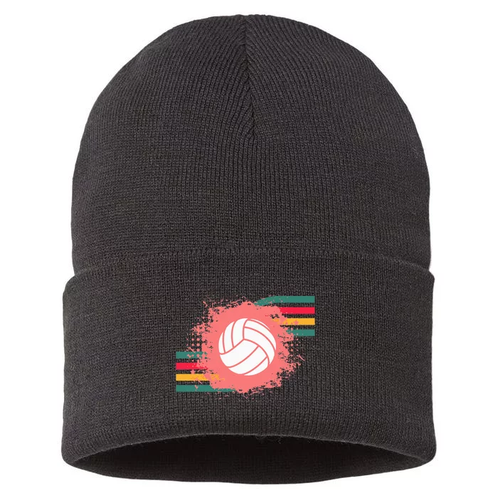 Love Volleyball Retro Vintage Vibe Team Tournament Teen Girl Sustainable Knit Beanie