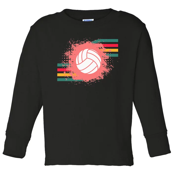 Love Volleyball Retro Vintage Vibe Team Tournament Teen Girl Toddler Long Sleeve Shirt