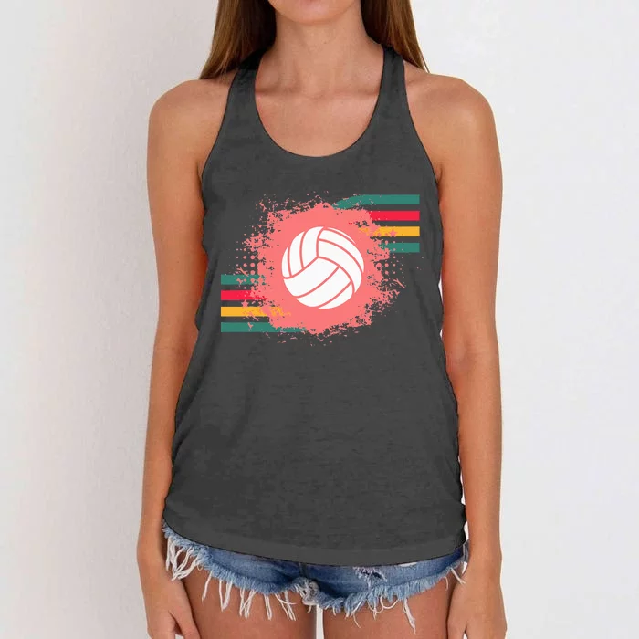 Love Volleyball Retro Vintage Vibe Team Tournament Teen Girl Women's Knotted Racerback Tank