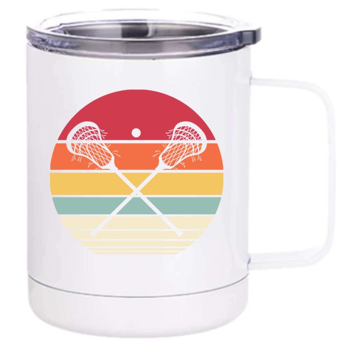 Lacrosse Vintage Retro Lacrosse Stick Sun Gift Front & Back 12oz Stainless Steel Tumbler Cup