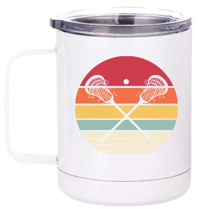 Lacrosse Vintage Retro Lacrosse Stick Sun Gift Front & Back 12oz Stainless Steel Tumbler Cup