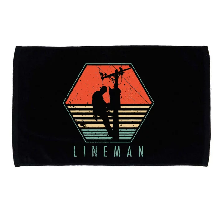 Lineman Vintage Retro Electrician Gift Microfiber Hand Towel