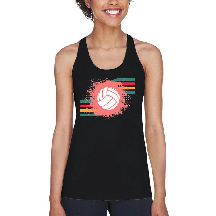 Love Volleyball Retro Vintage Vibe Team Tournament Women's Racerback Tank