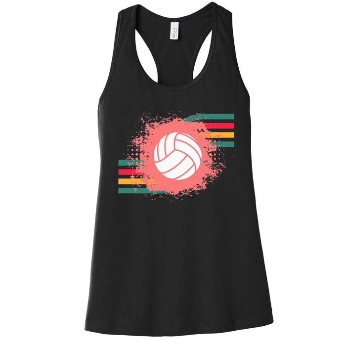 Love Volleyball Retro Vintage Vibe Team Tournament Women's Racerback Tank