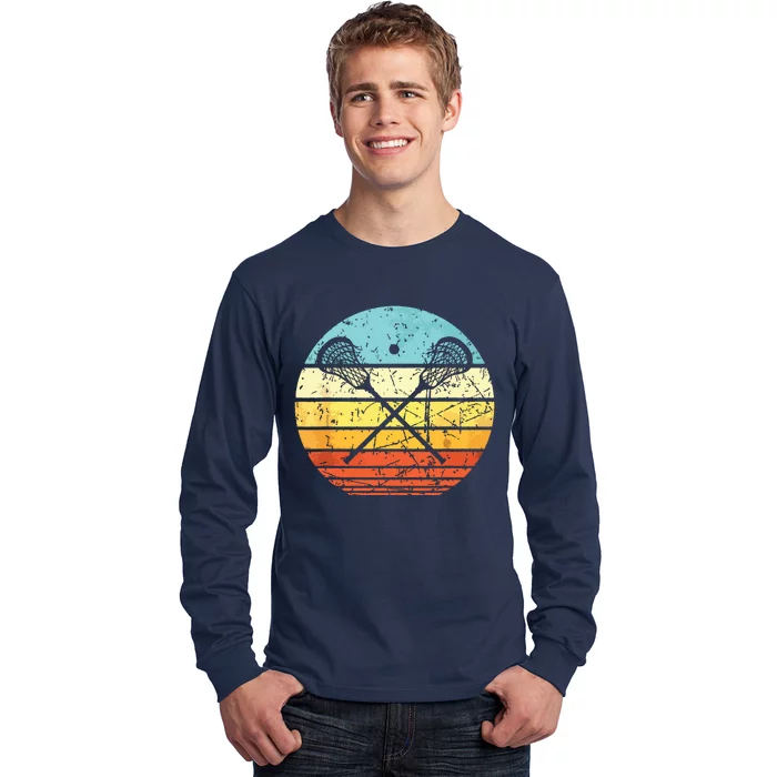 Lacrosse Vintage Retro Lacrosse Stick Sun Gift Long Sleeve Shirt