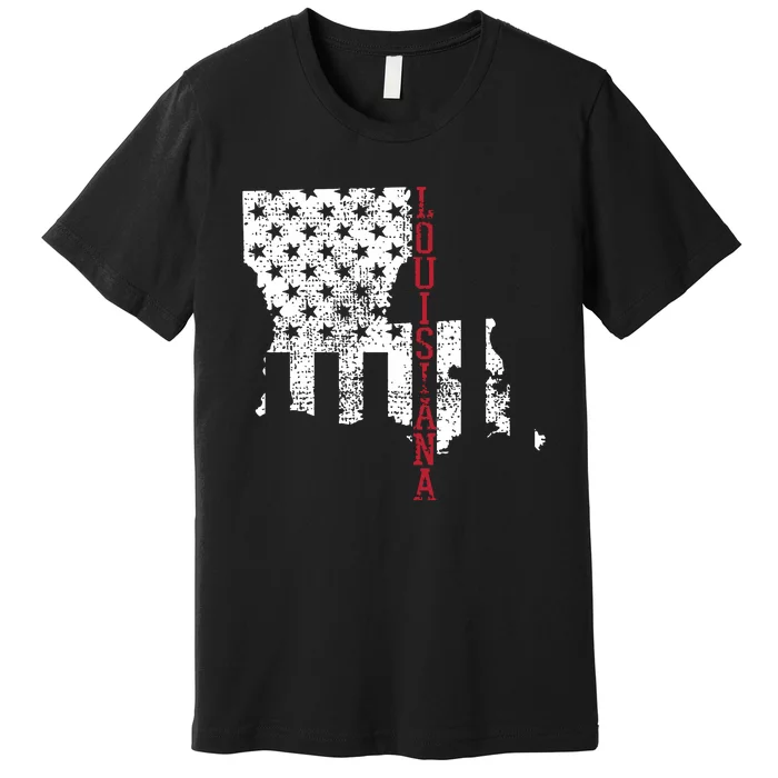 Louisiana Vintage Retro Usa Flag America Merica 4th Of July Premium T-Shirt