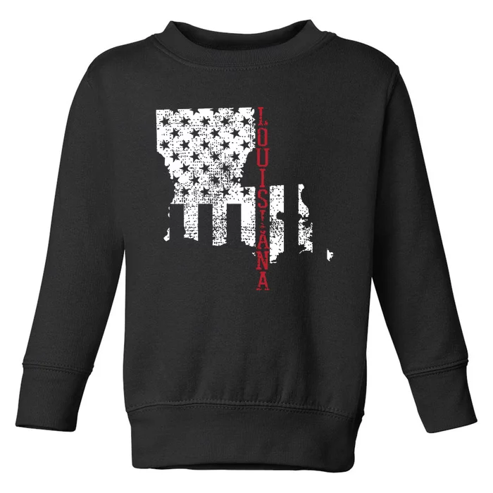 Louisiana Vintage Retro Usa Flag America Merica 4th Of July Toddler Sweatshirt