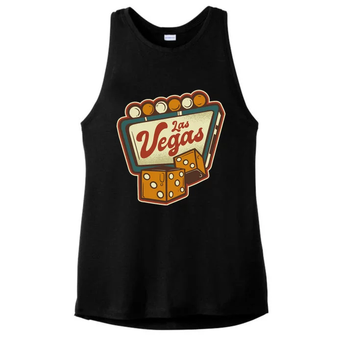 Las Vegas Retro Sign Ladies Tri-Blend Wicking Tank