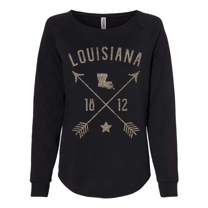 Louisiana Vintage Retro Bohemian Arrows Womens California Wash Sweatshirt