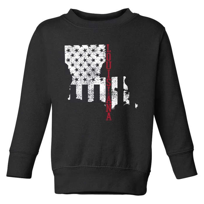 Louisiana Vintage Retro Usa Flag America Merica Toddler Sweatshirt