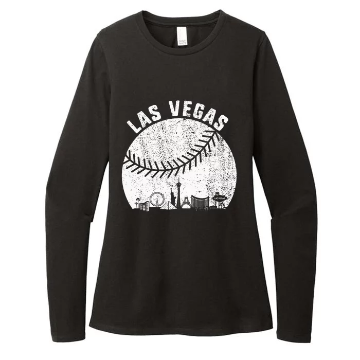 Las Vegas Skyline Baseball Fan Vintage Baseball Las Vegas Womens CVC Long Sleeve Shirt