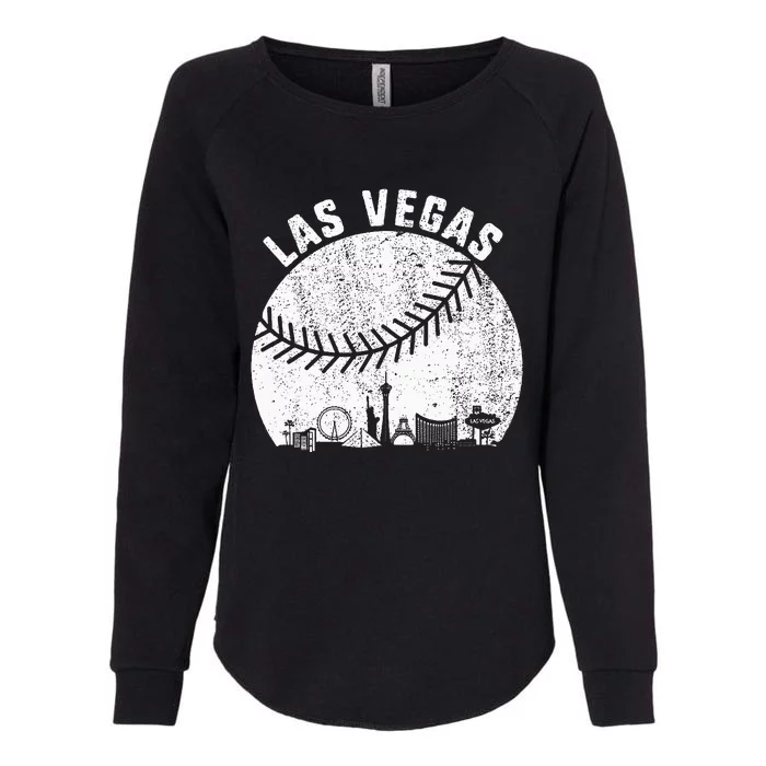 Las Vegas Skyline Baseball Fan Vintage Baseball Las Vegas Womens California Wash Sweatshirt