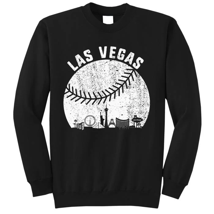 Las Vegas Skyline Baseball Fan Vintage Baseball Las Vegas Tall Sweatshirt