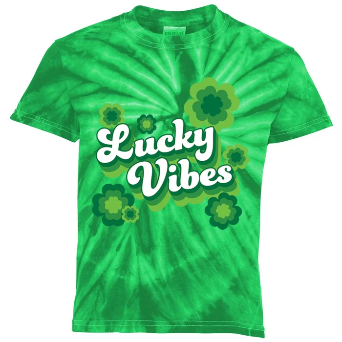 Lucky Vibes St Patricks Day Gift Kids Tie-Dye T-Shirt