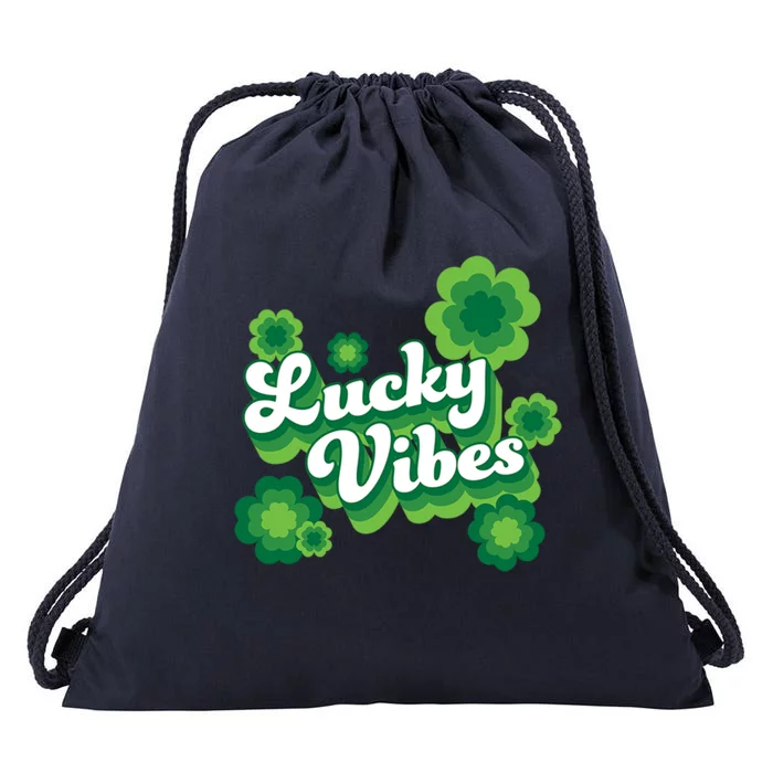 Lucky Vibes St Patricks Day Gift Drawstring Bag