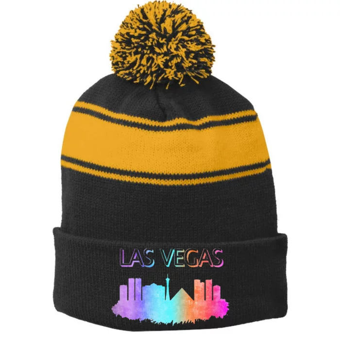 Las Vegas Skyline Stripe Pom Pom Beanie