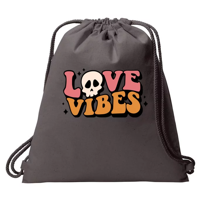 Love Vibes Skull Valentine’S Day Drawstring Bag