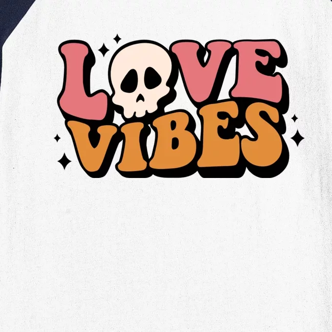 Love Vibes Skull Valentine’S Day Baseball Sleeve Shirt