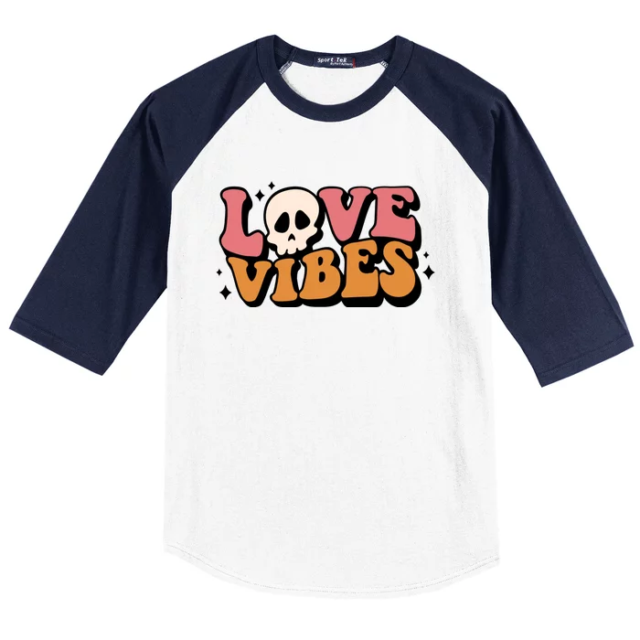 Love Vibes Skull Valentine’S Day Baseball Sleeve Shirt