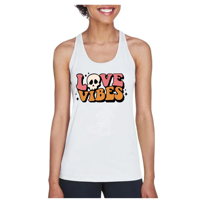 Love Vibes Skull Valentine’S Day Women's Racerback Tank