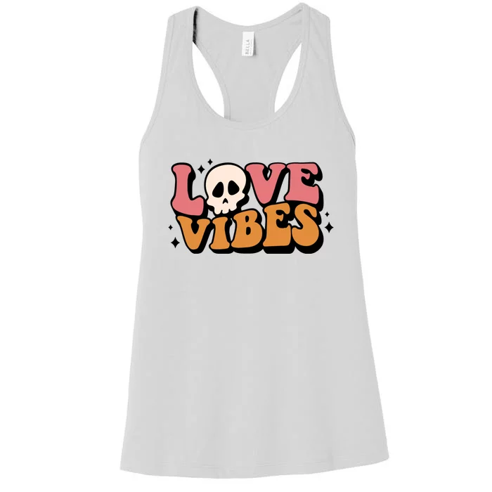 Love Vibes Skull Valentine’S Day Women's Racerback Tank