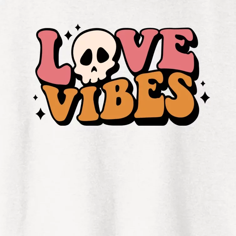 Love Vibes Skull Valentine’S Day Women's Crop Top Tee