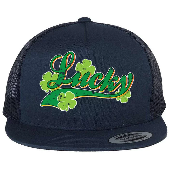 Lucky Vintage St Patrick's Day Flat Bill Trucker Hat