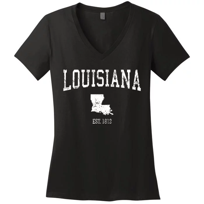 Louisiana Vintage Sports Design La Women's V-Neck T-Shirt