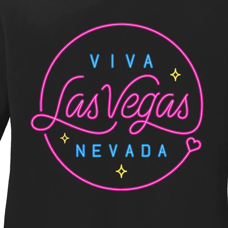 Las Vegas Sign Nevada Aesthetic Design Classic Ladies Long Sleeve Shirt