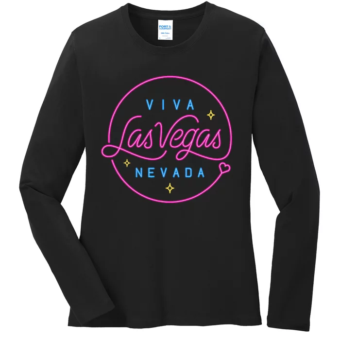 Las Vegas Sign Nevada Aesthetic Design Classic Ladies Long Sleeve Shirt