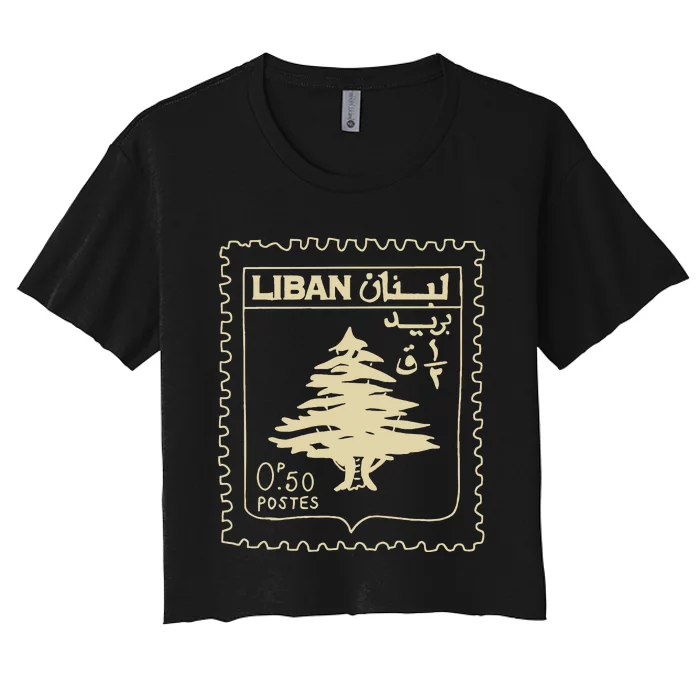 Lebanon Vintage Support Lebanon Beirut Map Lebanese Flag Women's Crop Top Tee