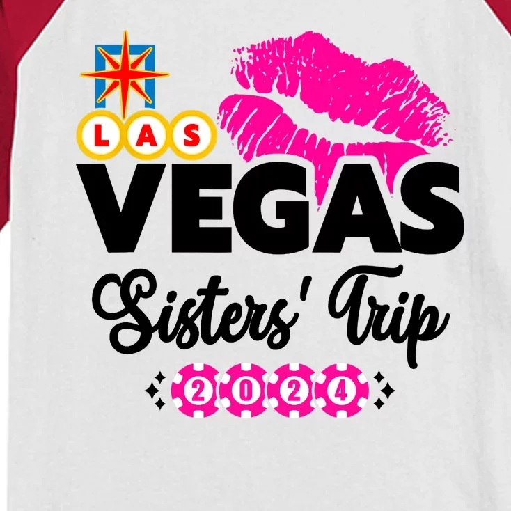 Las Vegas Sisters Trip 2024 Girl Trip Kids Colorblock Raglan Jersey