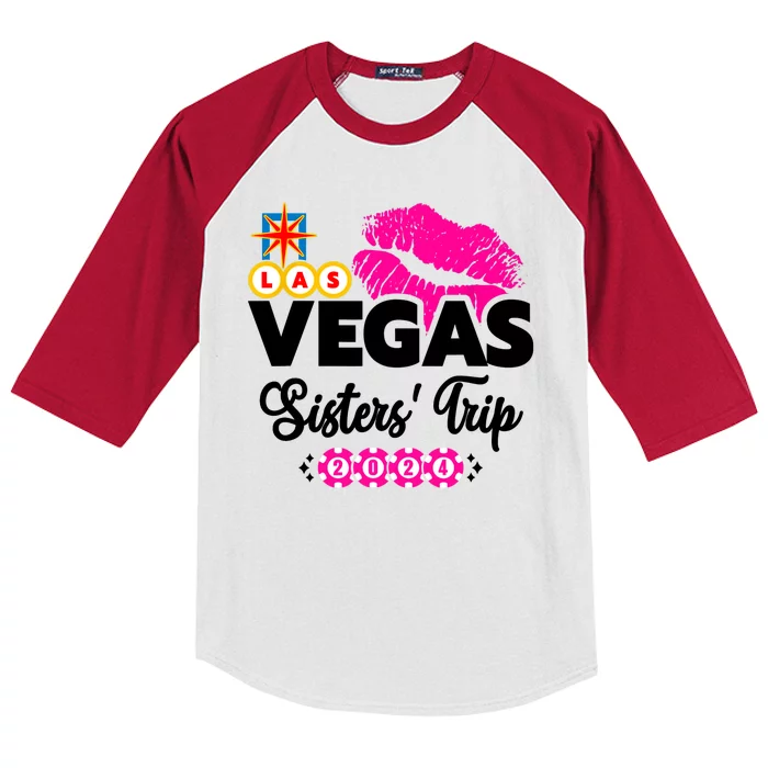 Las Vegas Sisters Trip 2024 Girl Trip Kids Colorblock Raglan Jersey